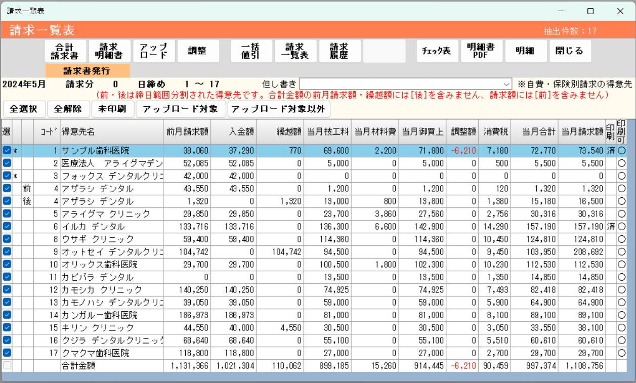 請求書作成がボタンひとつで完了